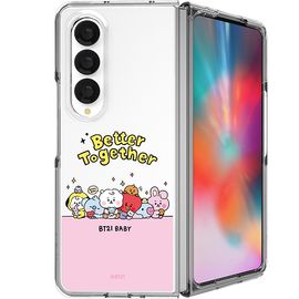 [S2B] BT21 My Little Buddy Galaxy Z Fold4 Transparent Slim Case-Transparent Case, Strap Case, Wireless Charging-Made in Korea